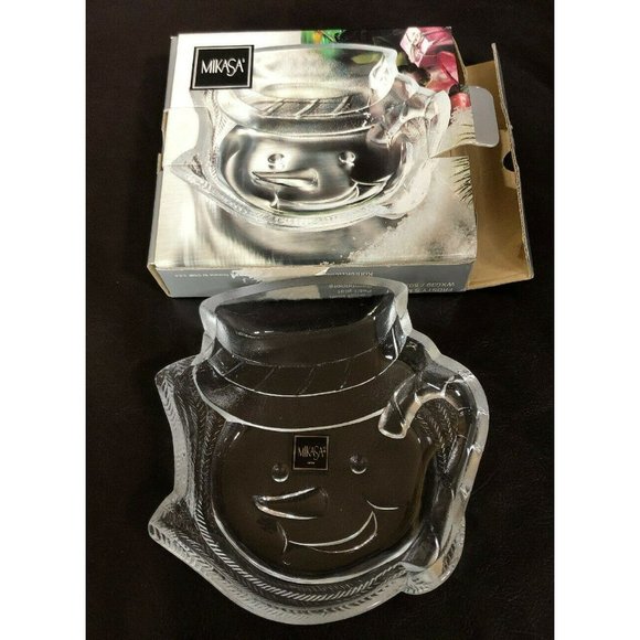 Mikasa Frosty's Magic Snowman Glass Sweet Dish Christmas Holidays in box NIB - Picture 2 of 4